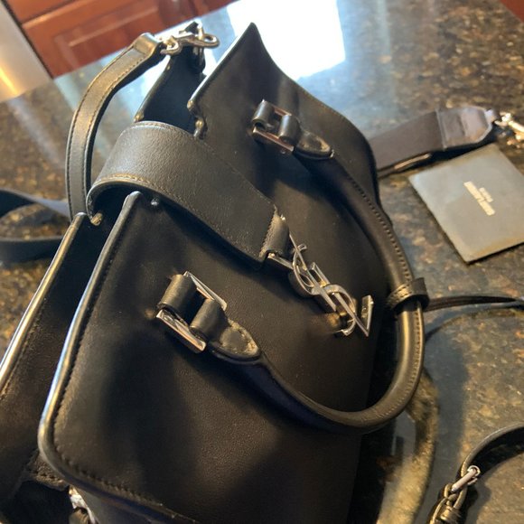 Yves Saint Laurent Handbags - YSL SMALL MONOGRAM CABAS BAG IN BLACK LEATHER